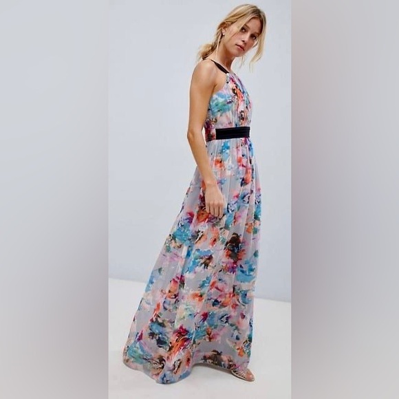 Little Mistress Dresses & Skirts - Pastel Floral Maxi Dress Halter Top 8 Little Mistress